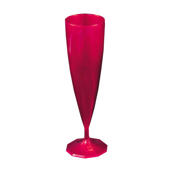 10 flûtes à champagne en plastique rigide monobloc rose magenta 13 cl