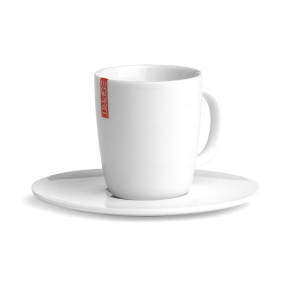 2 tasses espresso avec soucoupe en porcelaine blanche