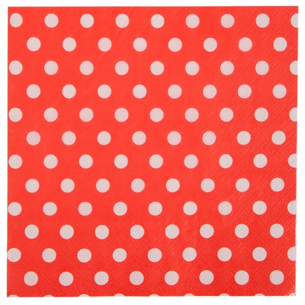 20 serviettes motif à pois - rouge