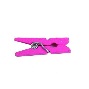 50 mini pinces en bois - fuchsia