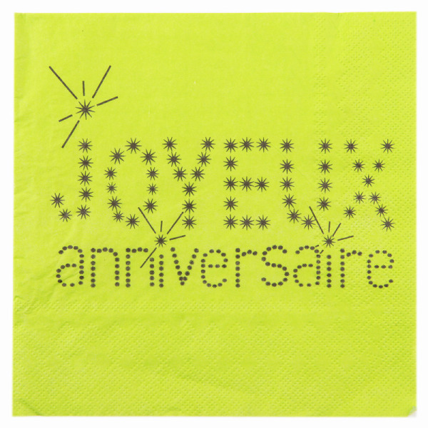 20 serviettes de table joyeux anniversaire en papier - vert