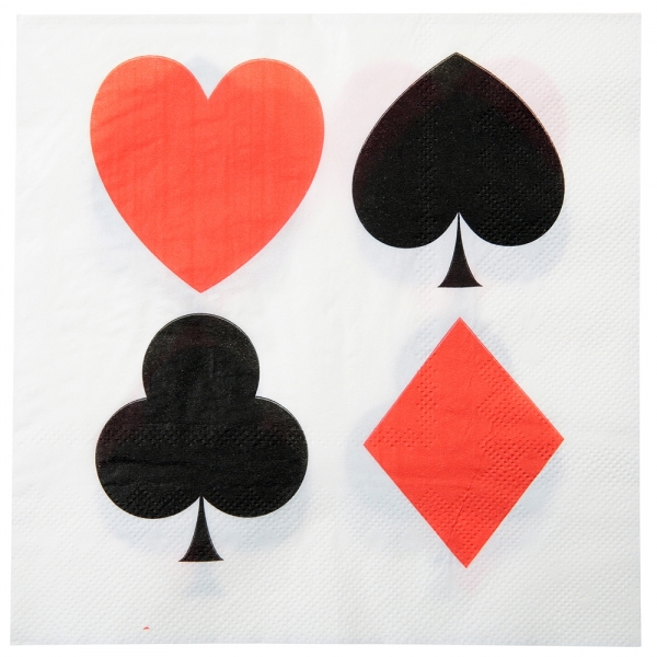 10 serviettes de table poker - blanc