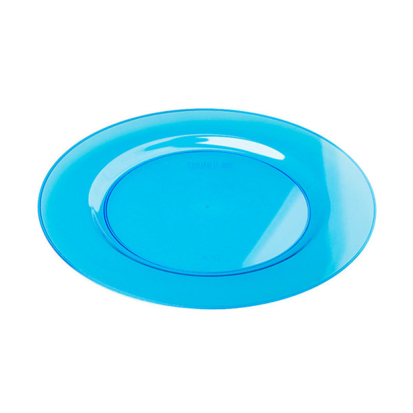 6 assiettes en plastique rigide ronde turquoise 23 cm