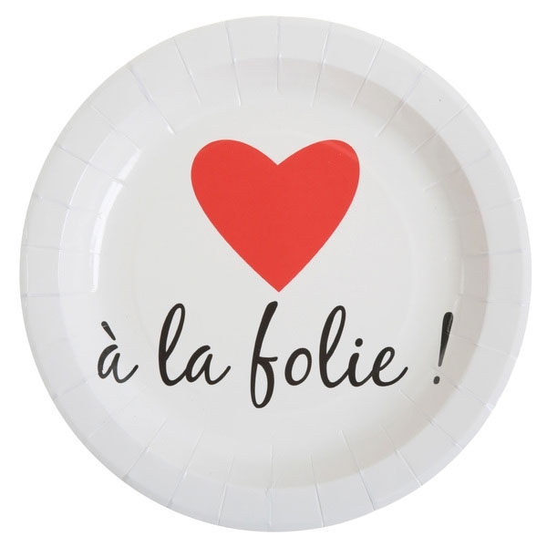 10 assiettes à la folie en carton - blanc