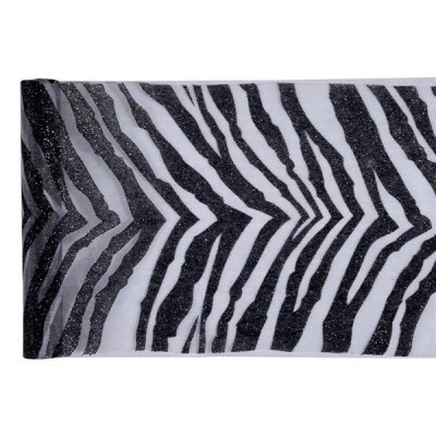 chemin de table zebra noir - 28 cm x 5 m