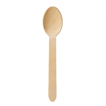 100 cuillères à soupe en bois biodégradables 15.5 cm