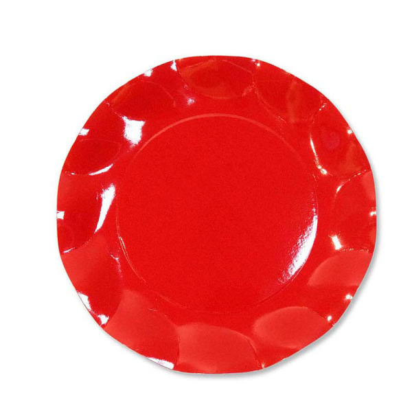 10 grandes assiettes rondes en carton rouge party line 27 cm