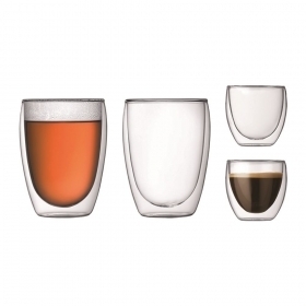 set de 4 verres à double paroi 8 cl / 25cl - pavina bodum®