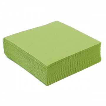 50 serviettes cocktail papier microgaufré double épaisseur vert amande 25 cm