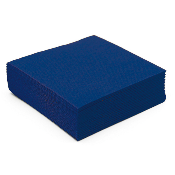 50 serviettes papier microgaufré double épaisseur bleu 38 cm