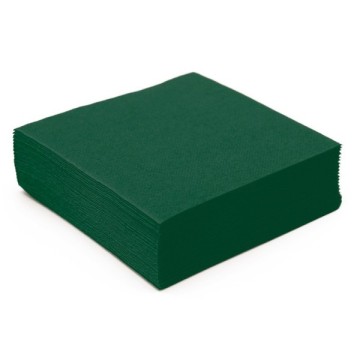 50 serviettes cocktail papier microgaufré double épaisseur vert sapin 25 cm