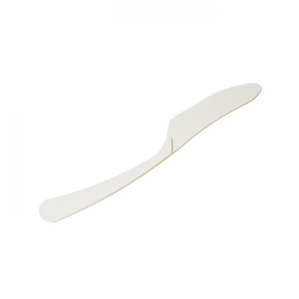 100 grands couteaux en bio-plastique blanc 18,5 cm