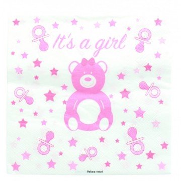 20 serviettes baby shower girl