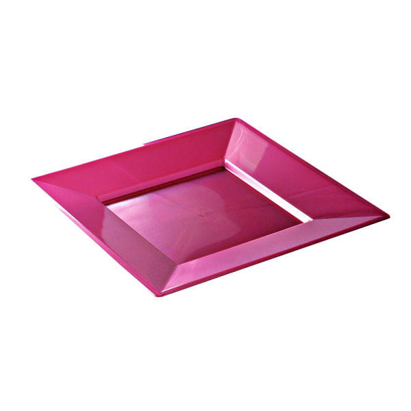 12 assiettes en plastique rigide carré pourpre étoile prestige 18 cm