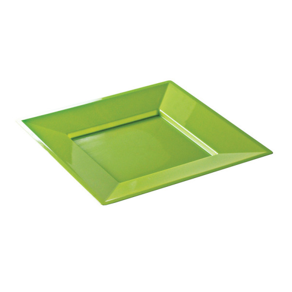 12 assiettes en plastique rigide carré anis prestige 24 cm