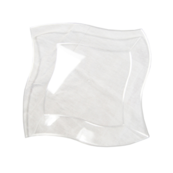 10 assiettes en plastique rigide carrées transparentes 18 cm