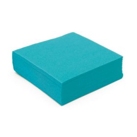 50 serviettes cocktail papier microgaufré double épaisseur turquoise 25 cm