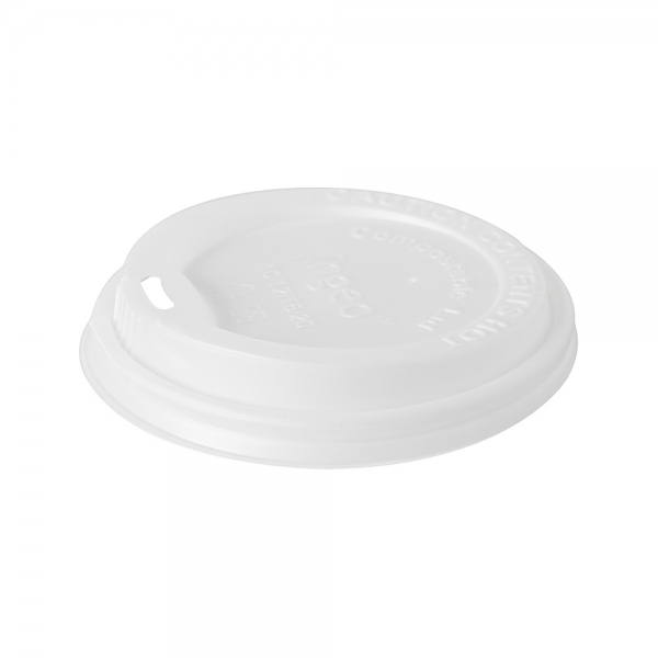 50 couvercles en bio-plastique blanc biodégradable pour gobelets 35 cl