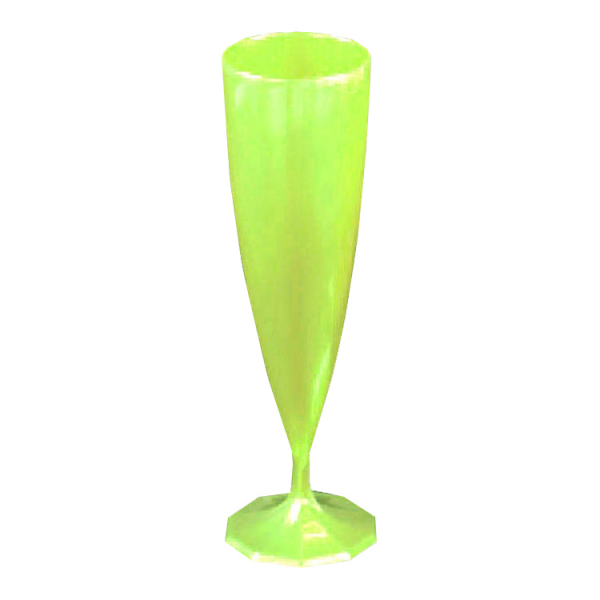 10 flûtes à champagne en plastique rigide monobloc vert anis 13 cl