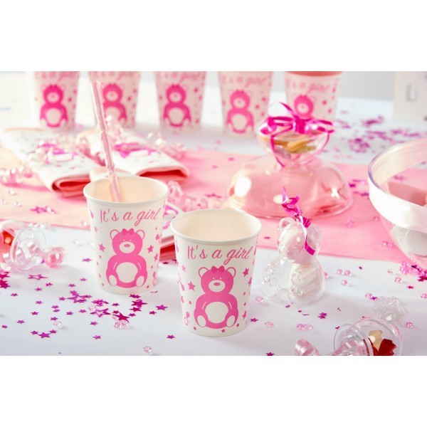 10 gobelets baby shower rose - décoration baby shower