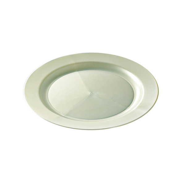 12 assiettes en plastique rigide ronde blanc nacré prestige 19 cm