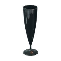 10 flûtes à champagne en plastique rigide monobloc noir ébène 13 cl