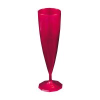 10 flûtes à champagne en plastique rigide monobloc rose magenta 13 cl