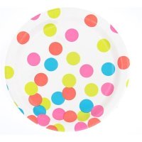 10 assiettes en carton gros pois - multicolore