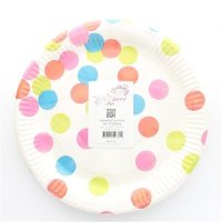 10 assiettes en carton gros pois - multicolore