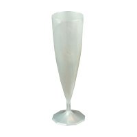 10 flûtes à champagne en plastique rigide monobloc blanc nacré 13 cl