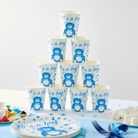 10 gobelets en carton baby shower boy