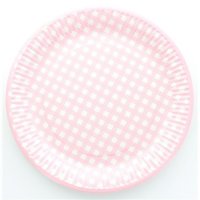 10 assiettes en carton vichy - rose