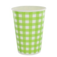 10 gobelets en carton vichy - vert