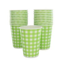 10 gobelets en carton vichy - vert