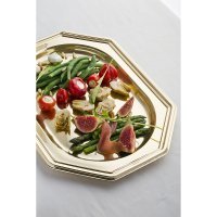 5 plateaux en plastique rigide octogonal or 24x36 cm