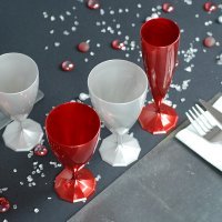 6 verres à vin design plastique rigide blanc nacré 15 cl