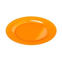 10 assiettes en plastique rigide ronde orange 19 cm