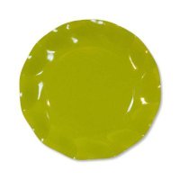 10 assiettes à dessert rondes en carton vert citron party line 21 cm 