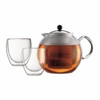 set théière à piston assam bodum® 1.5 l avec 2 verres double paroi pavina 25 cl