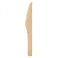 100 couteaux en bois biodégradables 16.5 cm