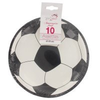 10 assiettes football en carton blanc - 23 cm