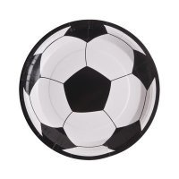 10 assiettes football en carton blanc - 23 cm