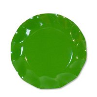 10 grandes assiettes rondes en carton vert pré party line 27 cm