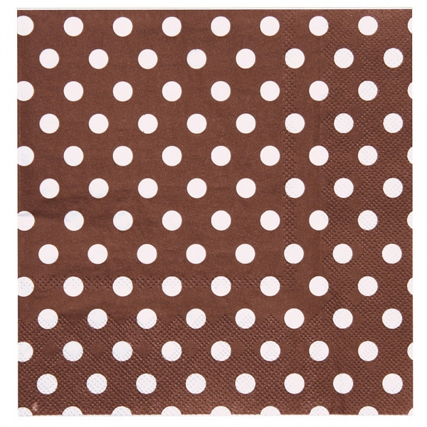 20 serviettes motif à pois - chocolat