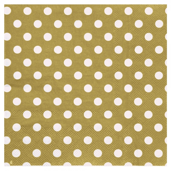 20 serviettes motif à pois - or