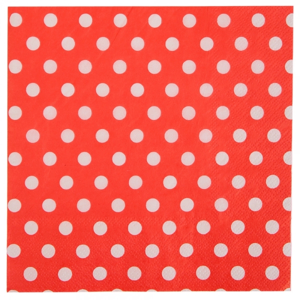 20 serviettes motif à pois - rouge