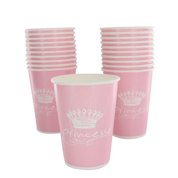 10 gobelets en carton princesse - rose