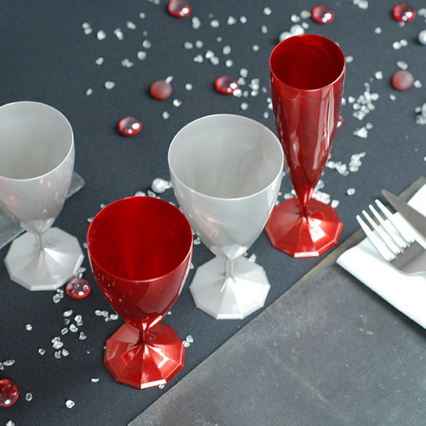 6 verres à vin design plastique rigide blanc nacré 15 cl