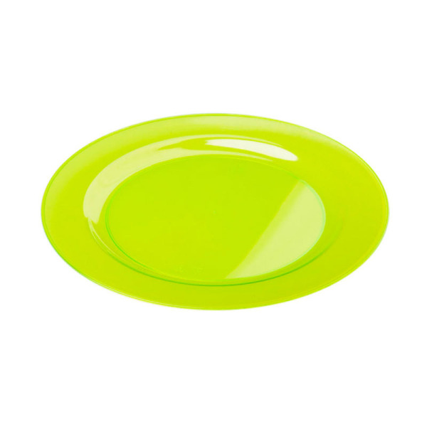 6 assiettes en plastique rigide ronde vert anis 23 cm