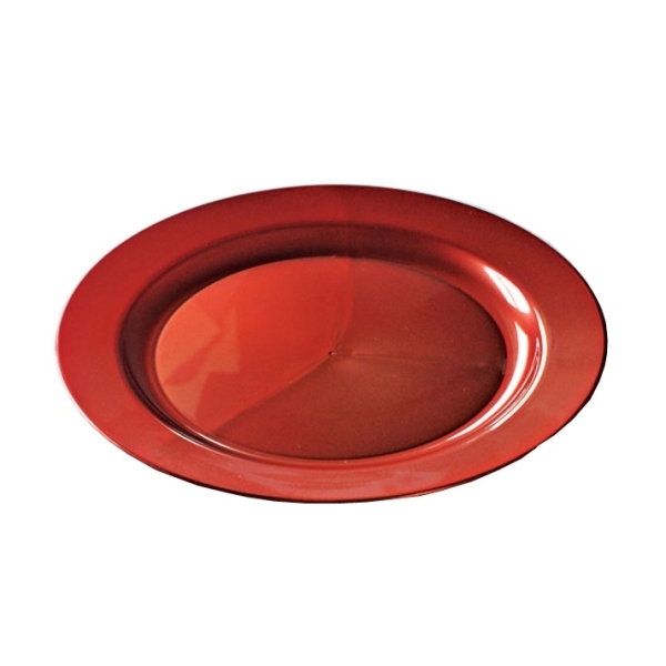 12 assiettes en plastique rigide ronde rouge carmin prestige 24 cm